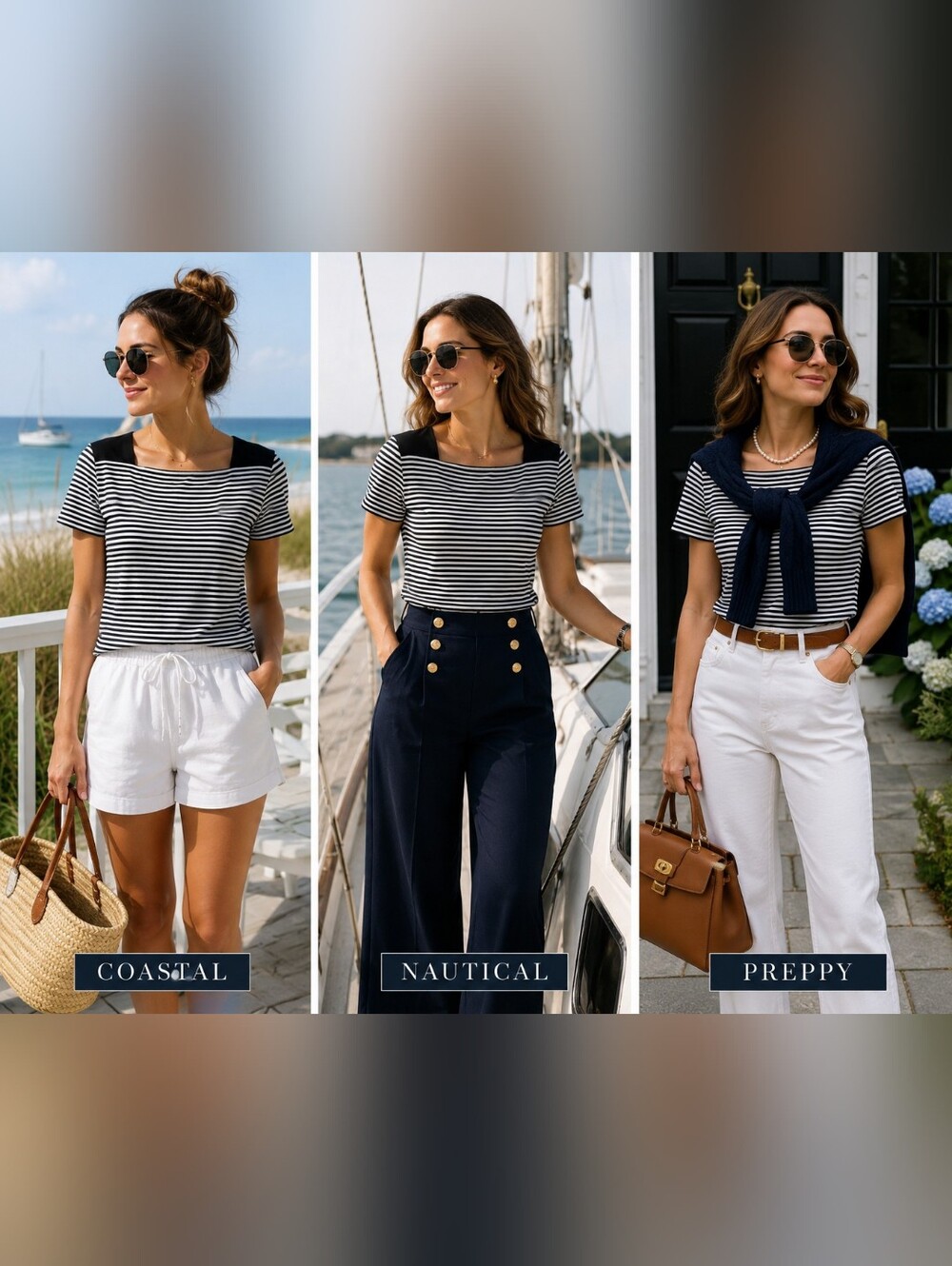 Lauren Ralph Lauren Coastal Chic Nautical Preppy Coastal Striped Tee Top Women L